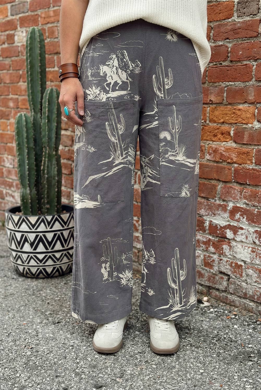 Spring Western Wild West Riding Vintage Printed Shift Jeans