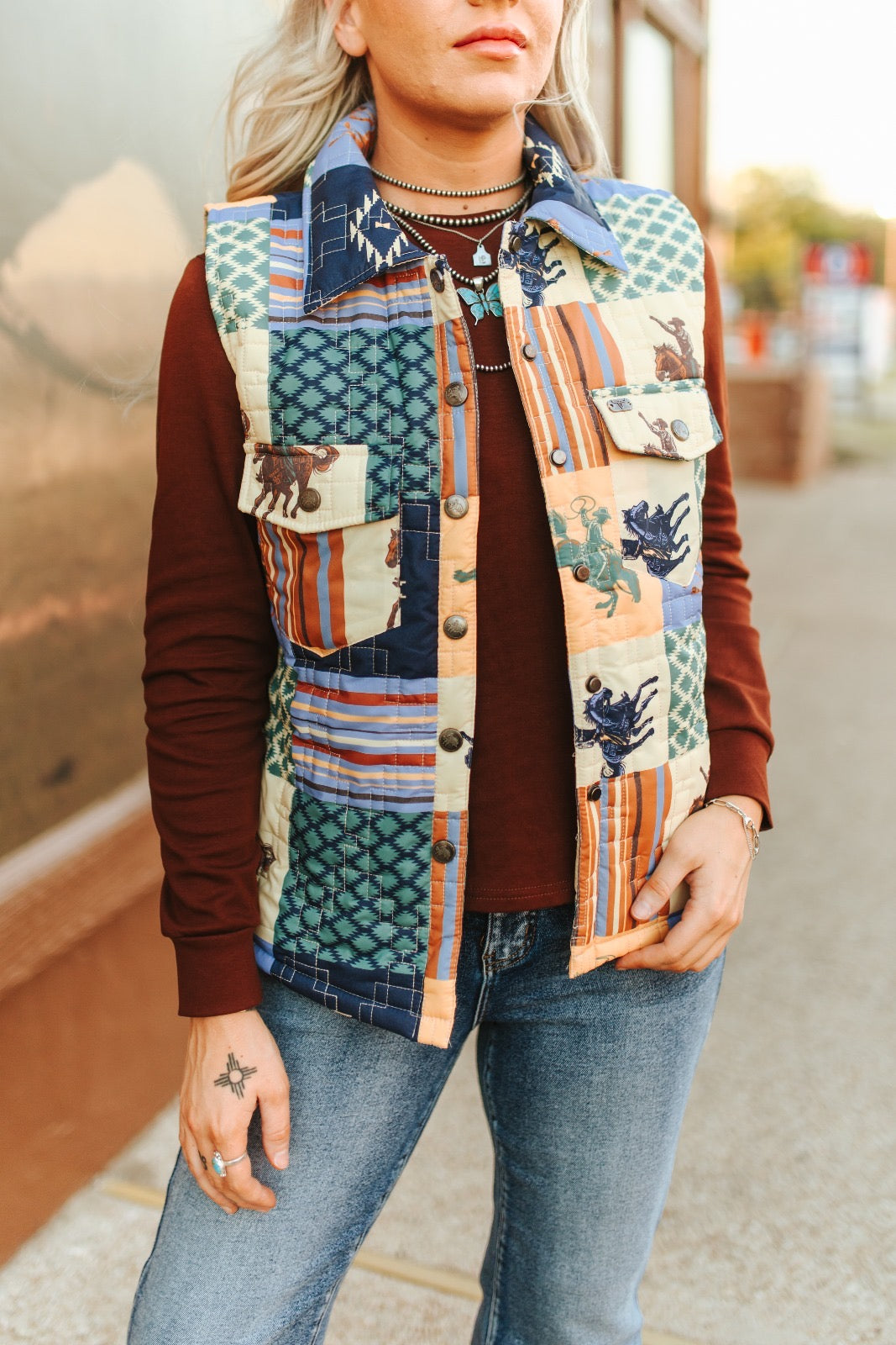 Collage Western Quilted Vest