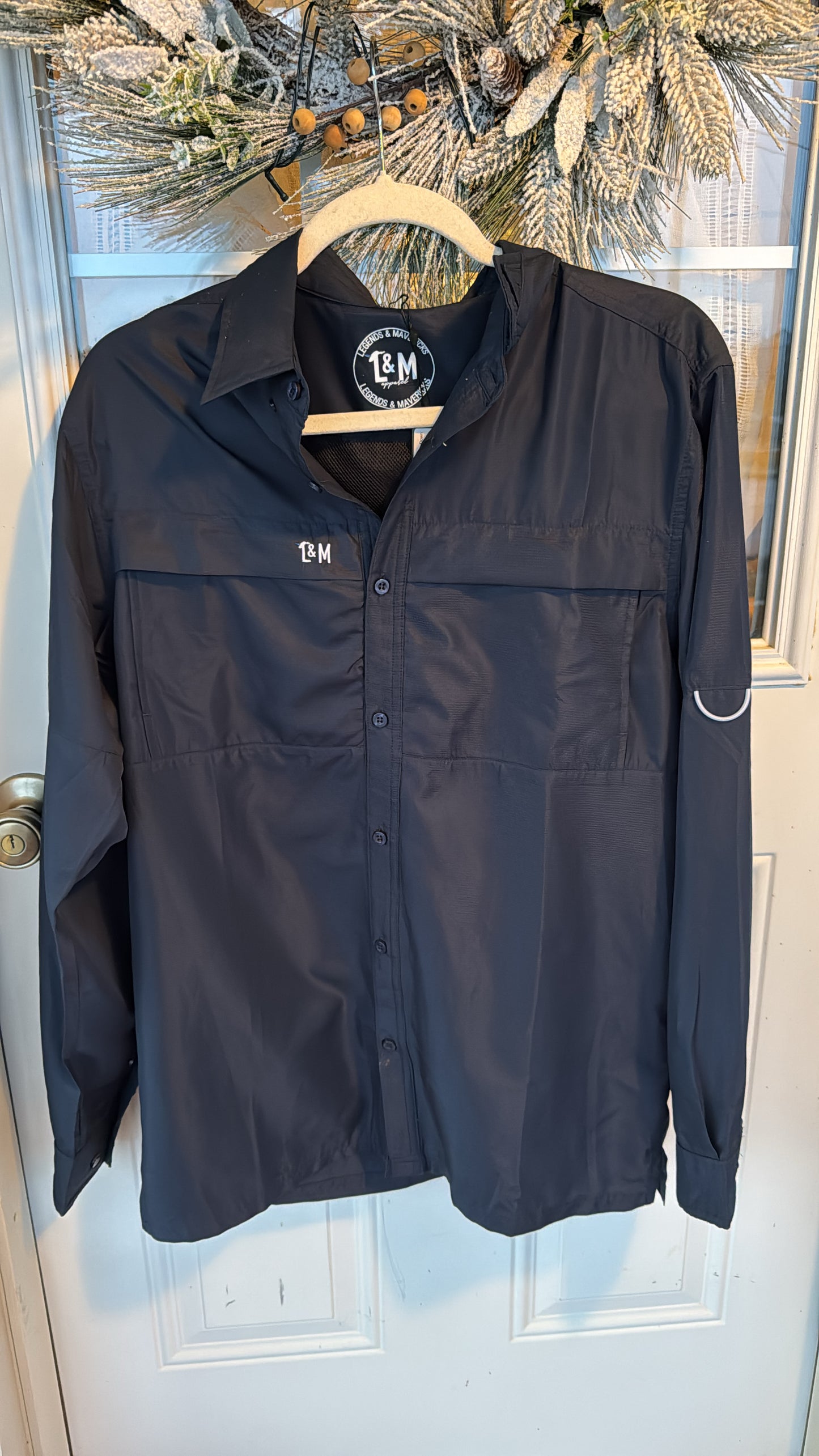 Navy Blue Breathable Button Up