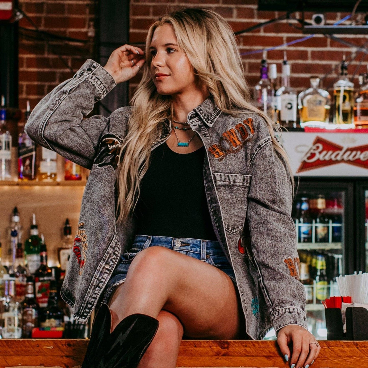 MK749 Wild West Embroidery Denim Shacket