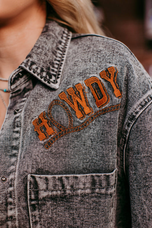 MK749 Wild West Embroidery Denim Shacket