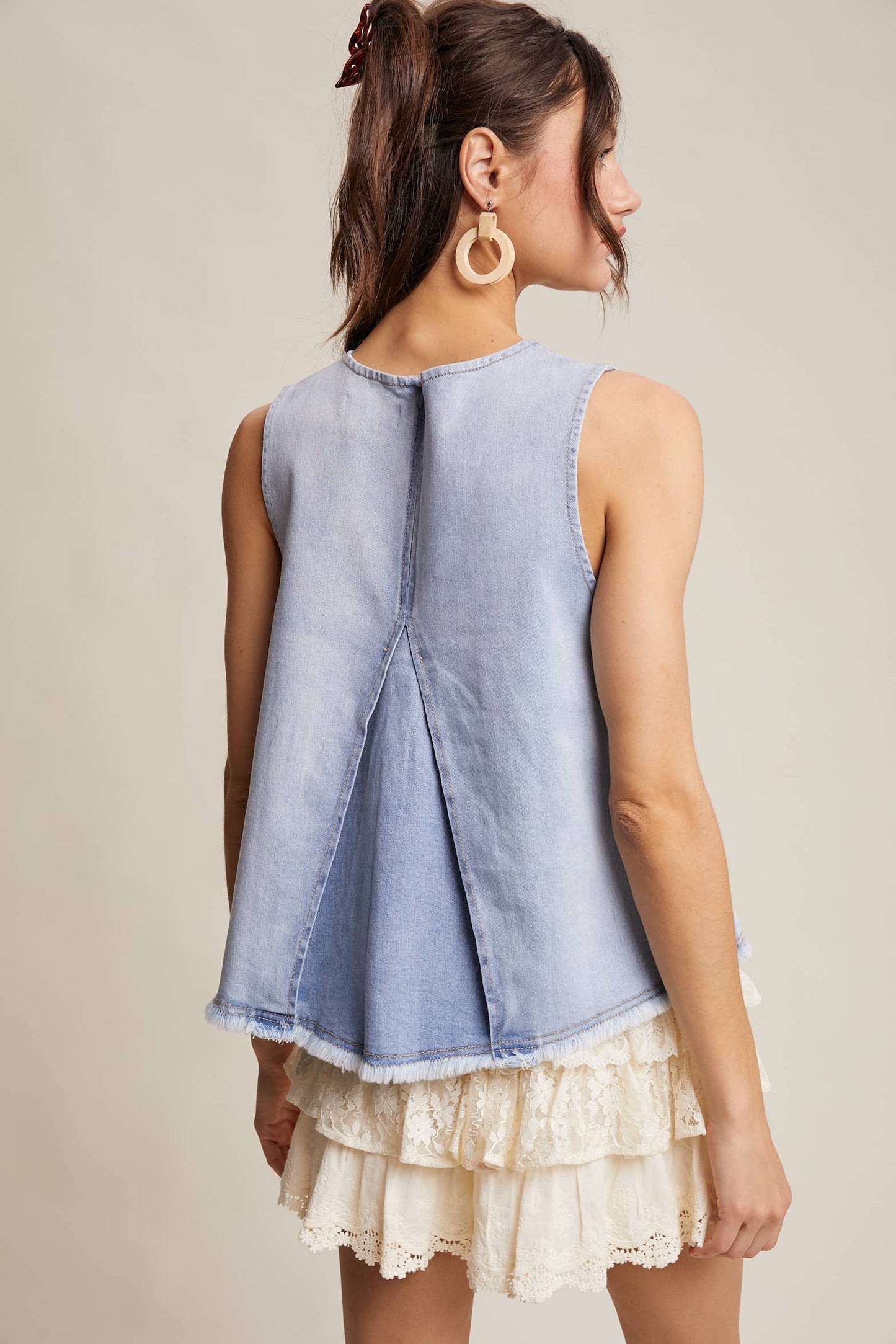Denim Flare Peplum Top