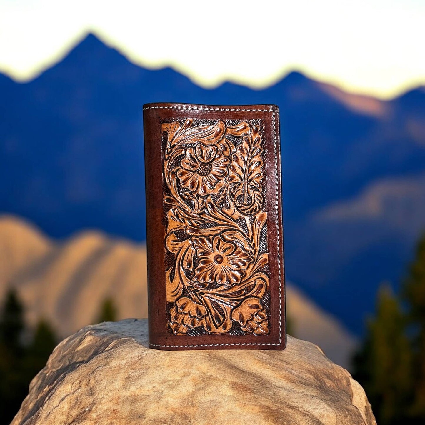 Iowa tooled leather men’s wallet 
