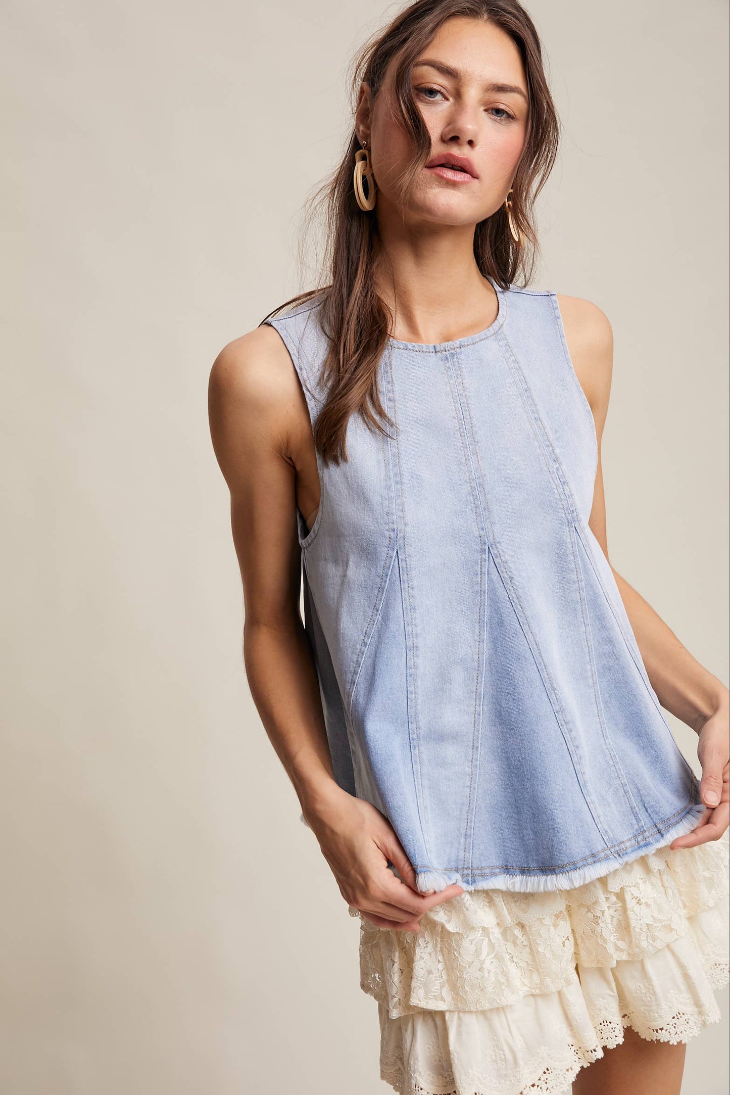 Denim Flare Peplum Top
