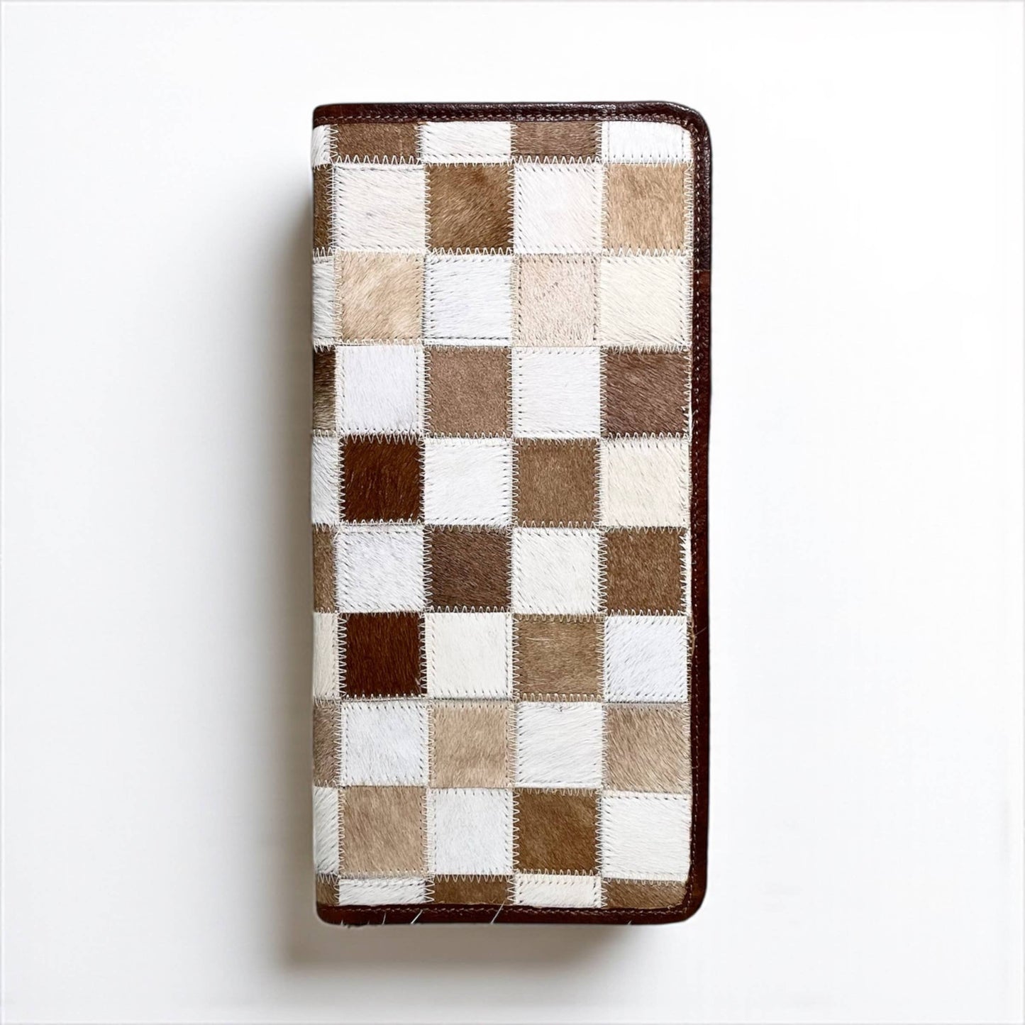Tan checker cowhide jewelry wallets 