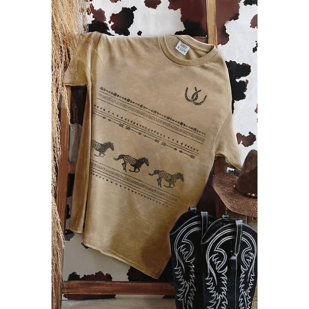 AZTEC WESTERN PATTERN  MINERAL GRAPHIC TEE