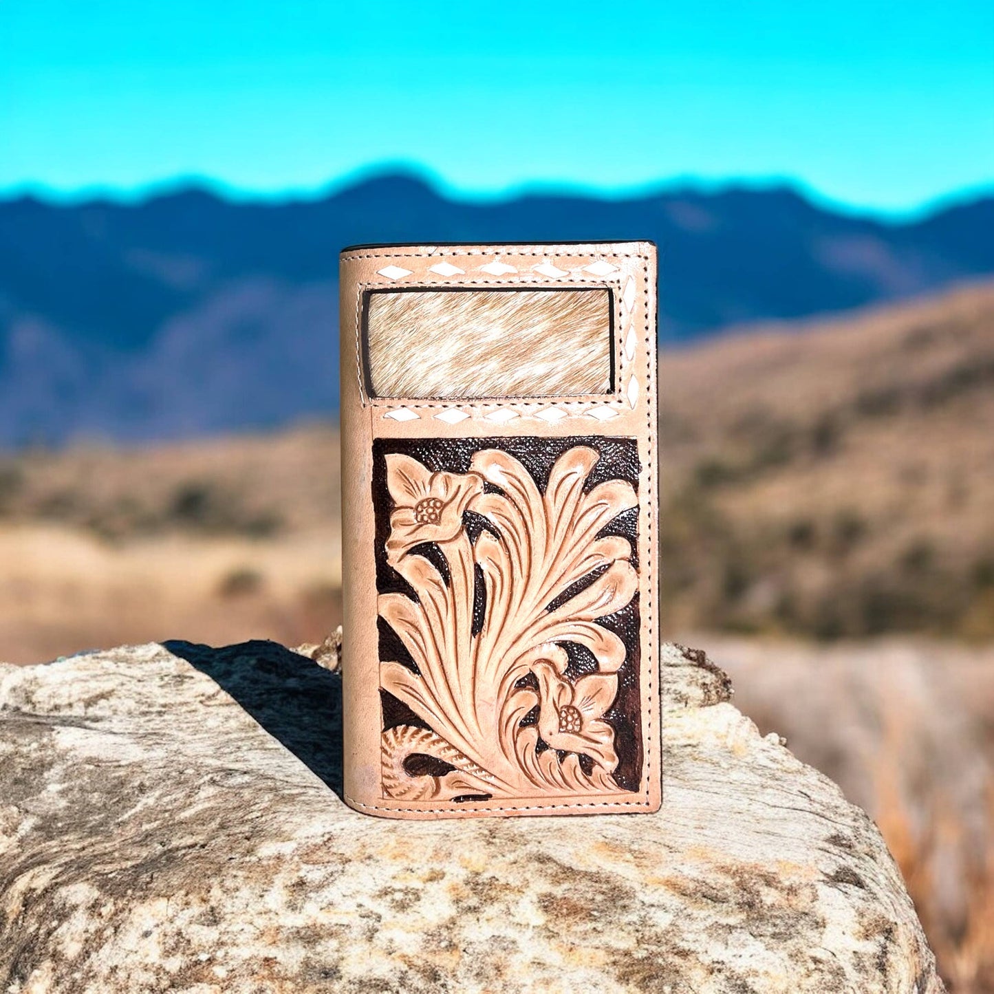 Oregon tooled leather & cowhide men’s wallet 