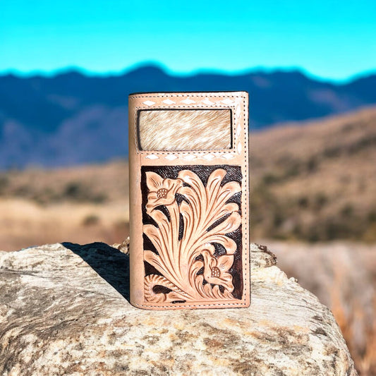 Oregon tooled leather & cowhide men’s wallet 
