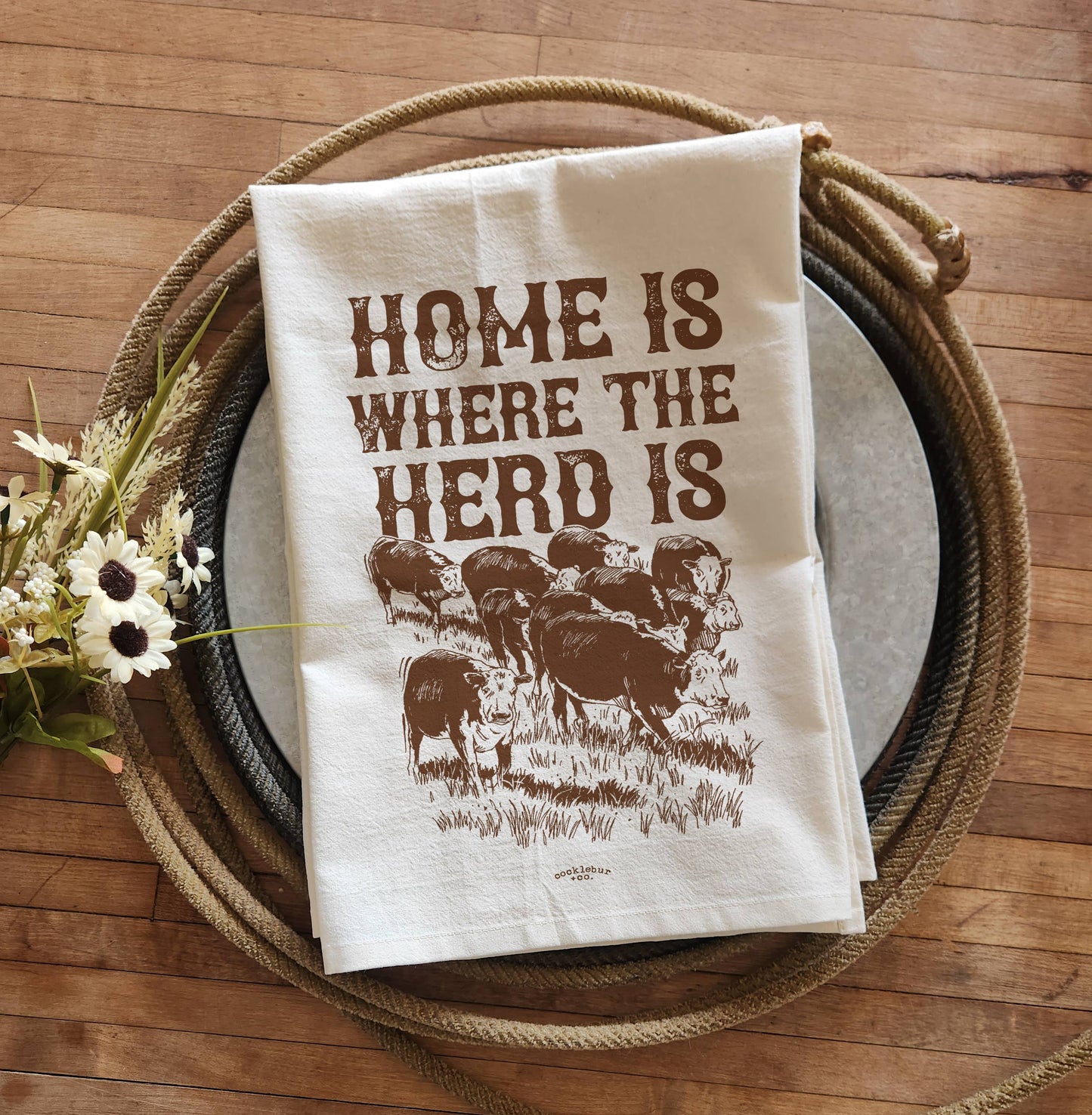 Home is Where the Herd Is - Old Fashioned Tea towel