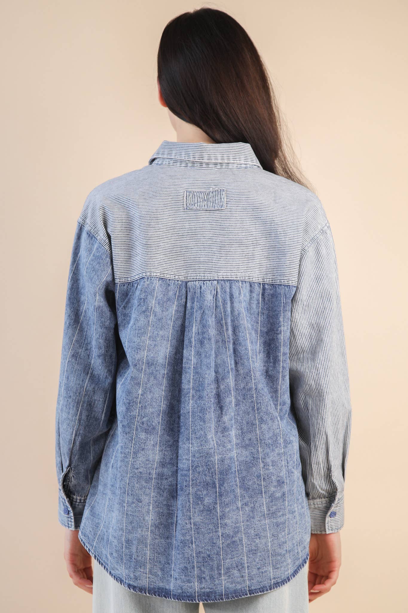 Mineral Washed Colorblock Striped Top
