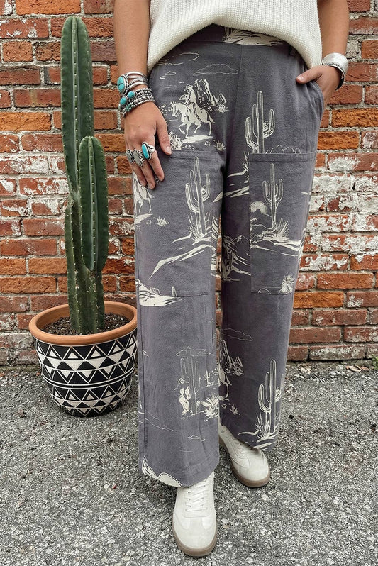 Spring Western Wild West Riding Vintage Printed Shift Jeans