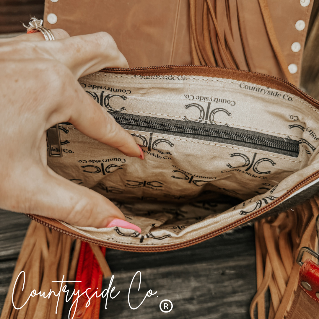 Handmade Tooled Leather Crossbody Purse Bag