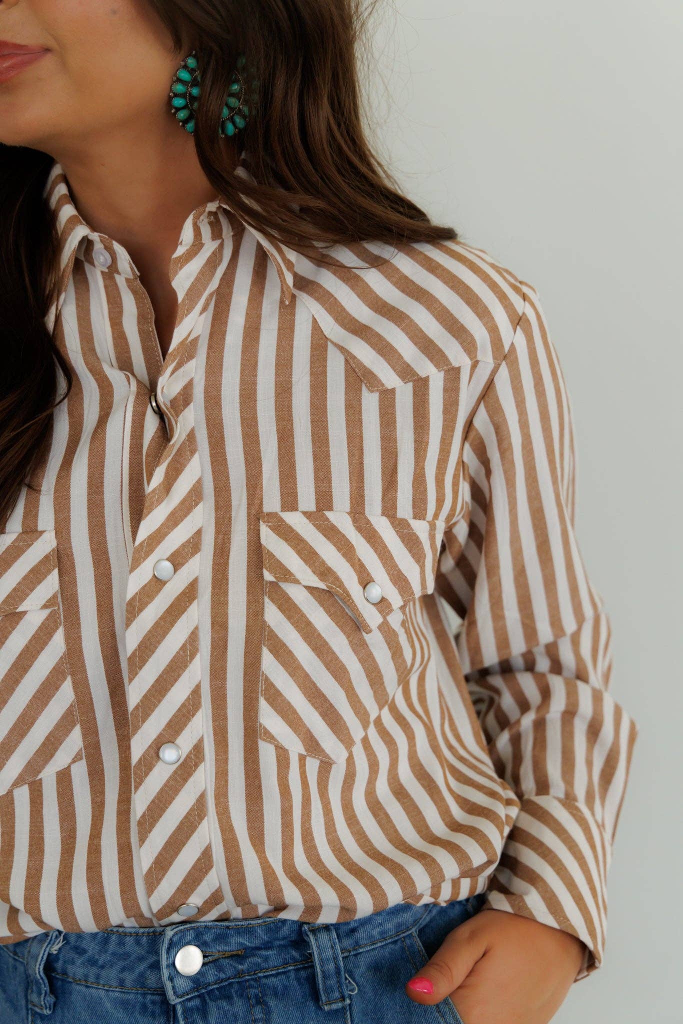 Pearl Snap, Brown Stripe