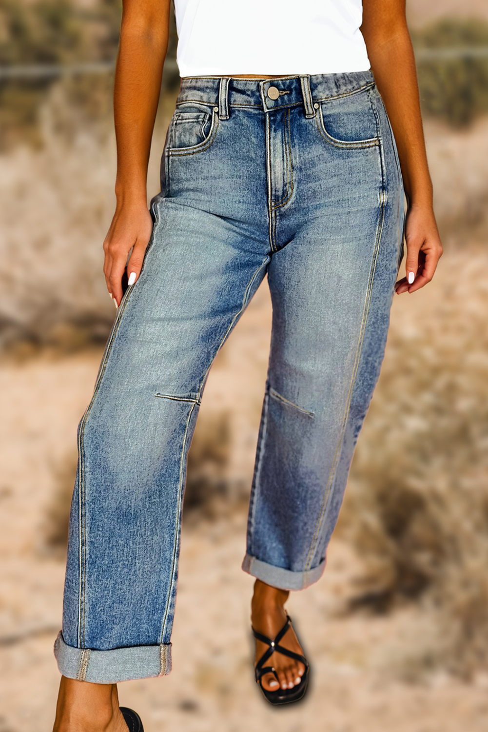 Vintage Washed Seam Detail Shift Jeans