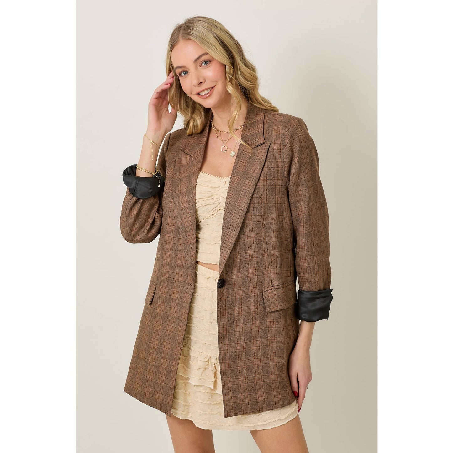 Light Weight Plaid Blazer