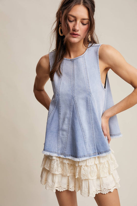 Denim Flare Peplum Top