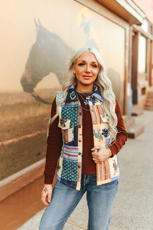 Collage Western Quilted Vest