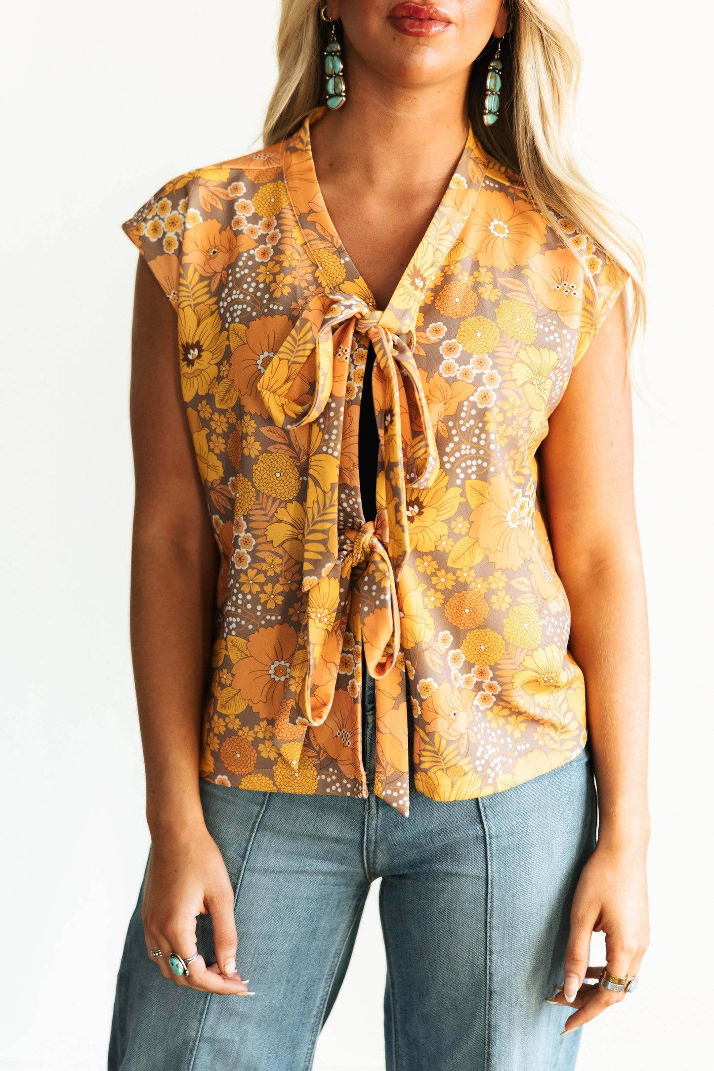 VINTAGE FLORAL TIE TOP