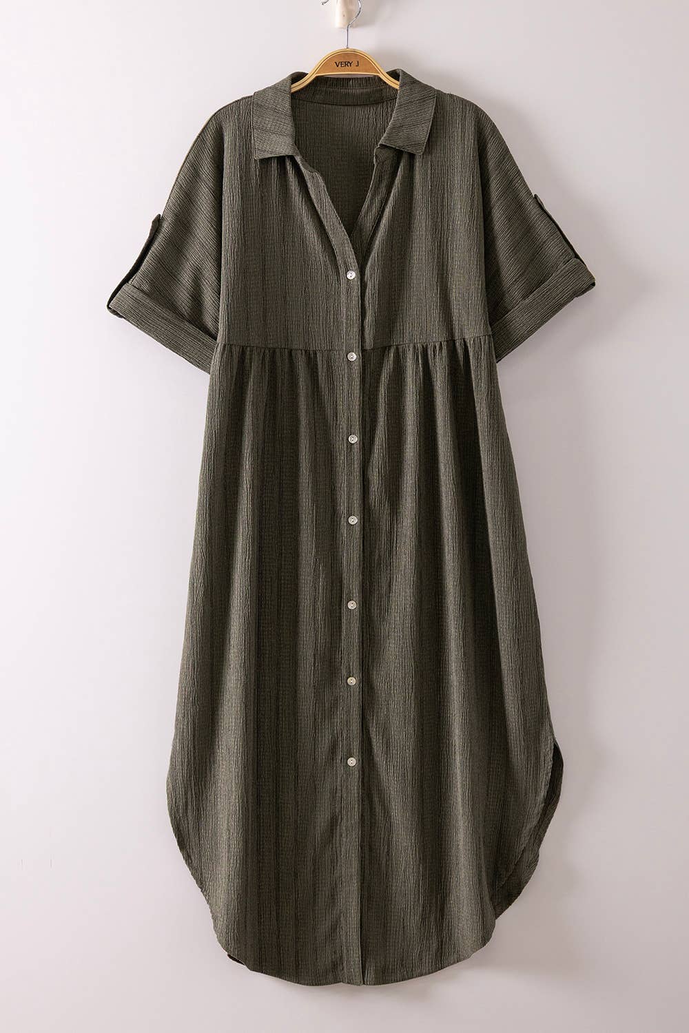 Striped Linen Midi Button Down Shirt Dress
