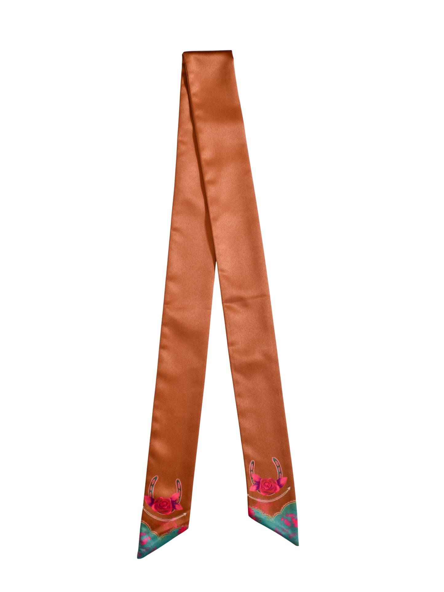 Rodeo Rose in Copper Western Silk Twilly Scarf