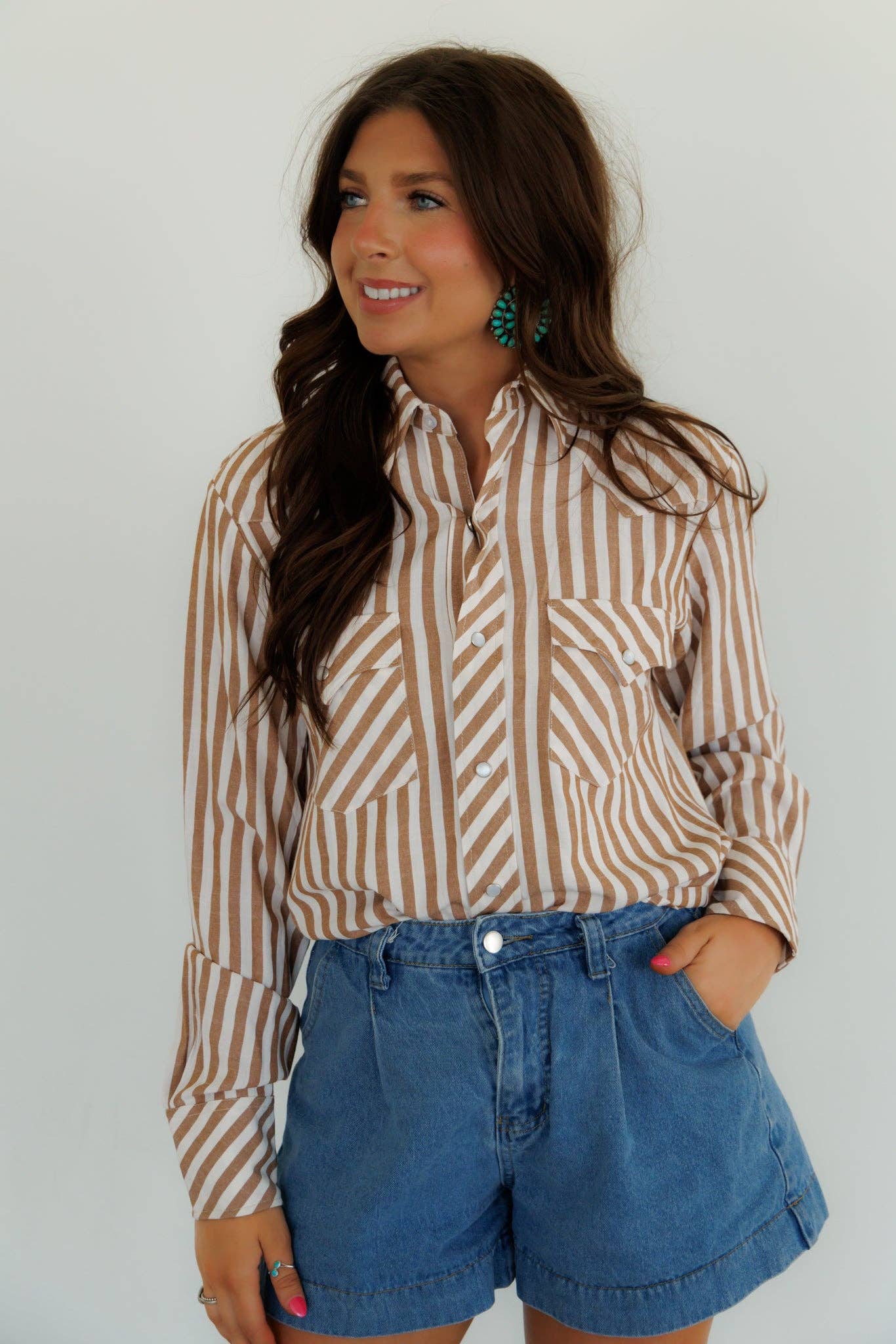 Pearl Snap, Brown Stripe
