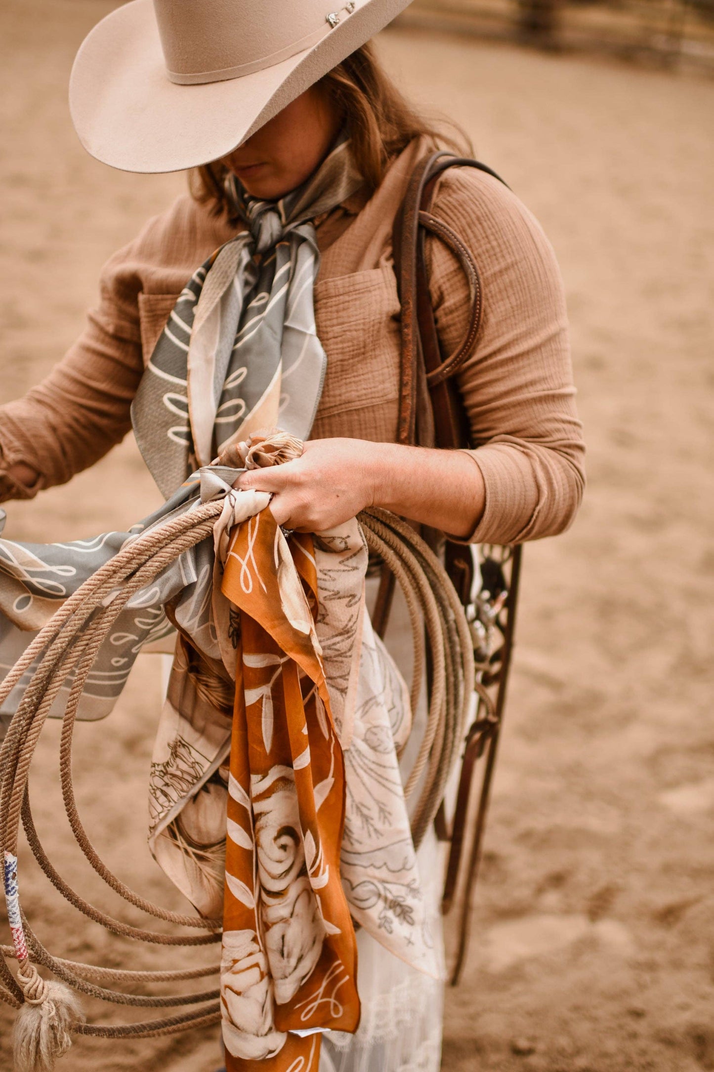 Rustic Wild Roses Wild Rag Western Silk Scarf