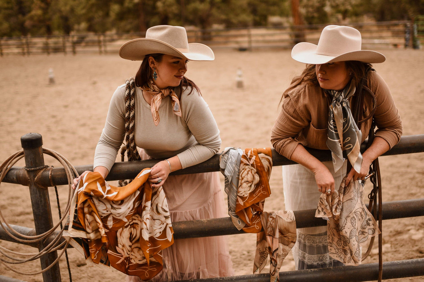 Rustic Wild Roses Wild Rag Western Silk Scarf