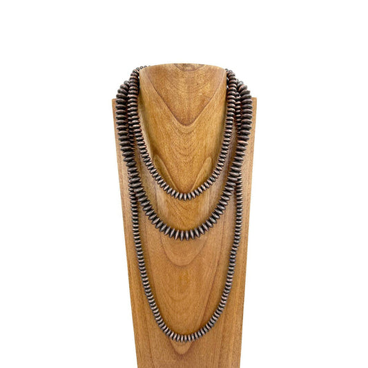 NKS230603-23 3 layers copper Navajo pearl beads Necklace